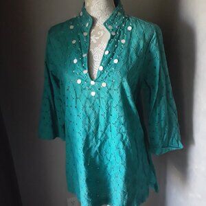 New Kenar lovely 100% cotton embellished tunic size 14